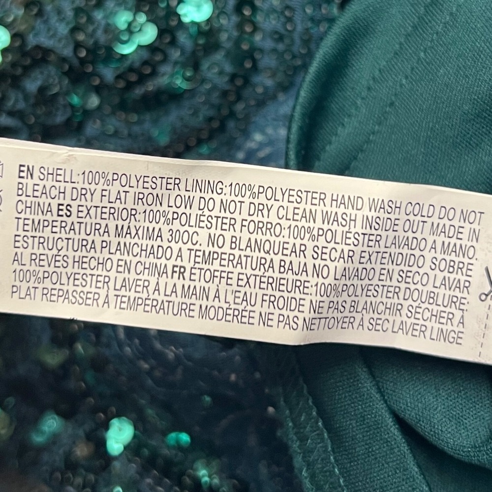Forever 21 Emerald Green Sequin Mini Dress Small V-Neck Sleeveless Party Holiday - Picture 8 of 10